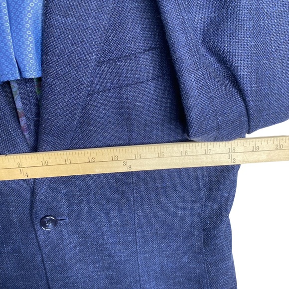 JKT New York Trent Sport Coat 36 Regular Blue Wool Blend Tonal Plaid - Picture 8 of 11